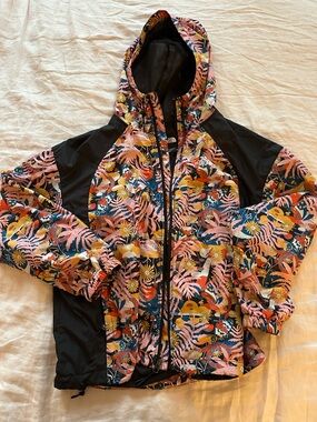 The North Face Floral Pink Multicolor Hooded light wind breaker